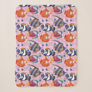 Aquatic animals pattern ocean underwater life 39 sherpa blanket