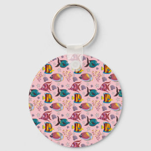 Aquatic animals pattern   ocean underwater life 3 key ring
