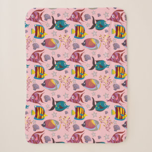 Aquatic animals pattern ocean underwater life 3 sherpa blanket