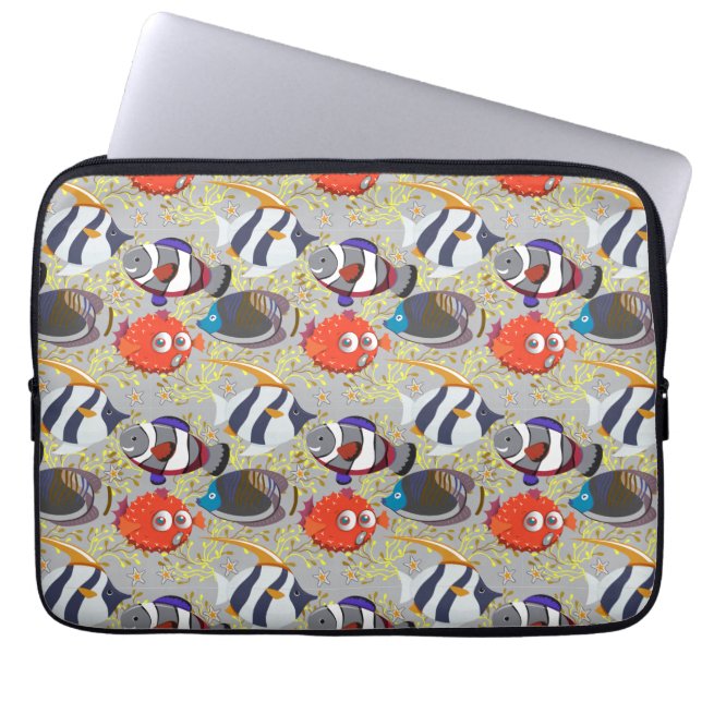 Aquatic animals pattern | ocean underwater life 40 laptop sleeve (Front)