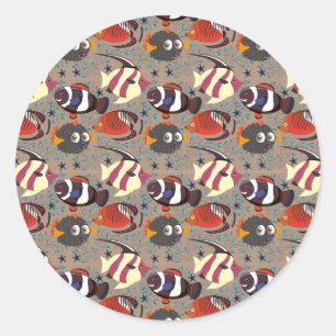 Aquatic animals pattern ocean underwater life 41 classic round sticker