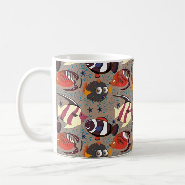 Aquatic animals pattern | ocean underwater life 41 coffee mug (Left)