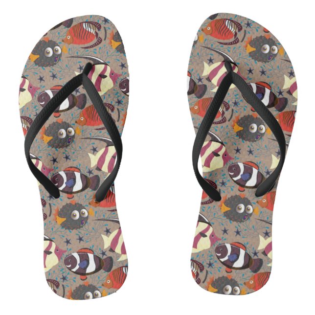 Aquatic animals pattern | ocean underwater life 41 flip flops (Footbed)