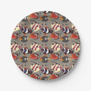 Aquatic animals pattern ocean underwater life 41 paper plate