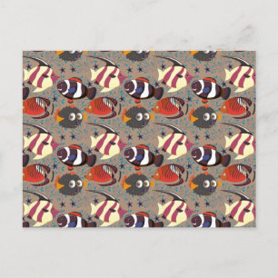 Aquatic animals pattern   ocean underwater life 41 postcard