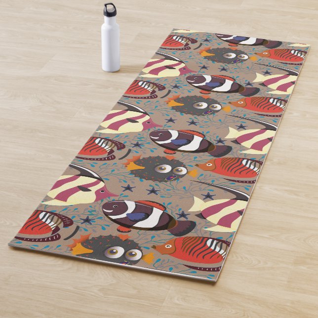 Aquatic animals pattern | ocean underwater life 41 yoga mat (In Situ)