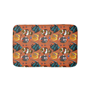 Aquatic animals pattern   ocean underwater life 42 bath mat