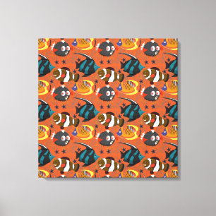 Aquatic animals pattern   ocean underwater life 42 canvas print