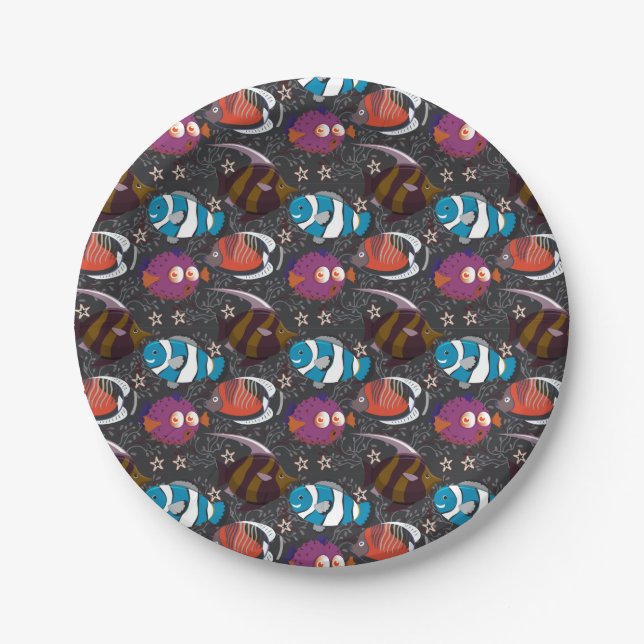 Aquatic animals pattern | ocean underwater life 43 paper plate (Front)