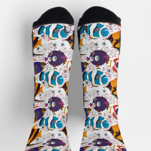 Aquatic animals pattern   ocean underwater life 44 socks