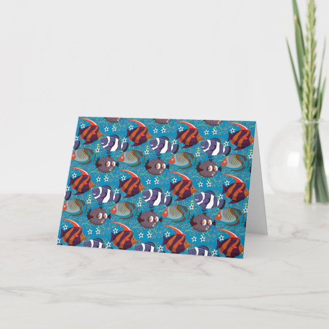 Aquatic animals pattern | ocean underwater life 45 card (Front)