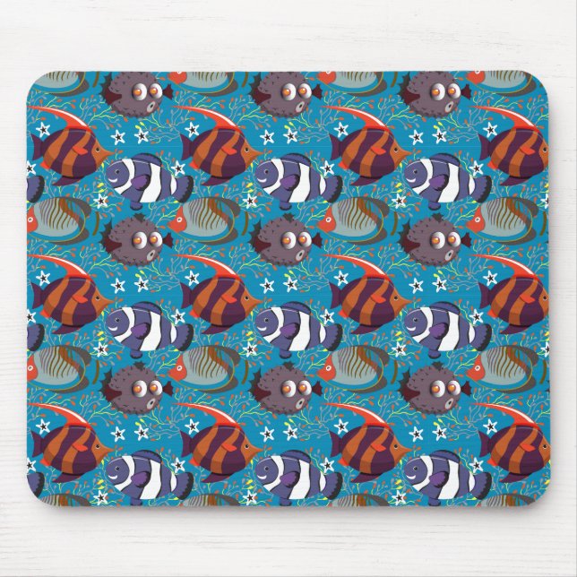 Aquatic animals pattern | ocean underwater life 45 mouse mat (Front)