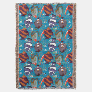 Aquatic animals pattern ocean underwater life 45 throw blanket