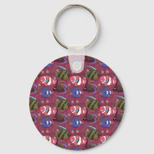 Aquatic animals pattern ocean underwater life 46 key ring