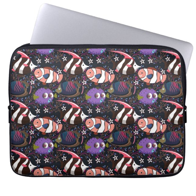 Aquatic animals pattern | ocean underwater life 47 laptop sleeve (Front)