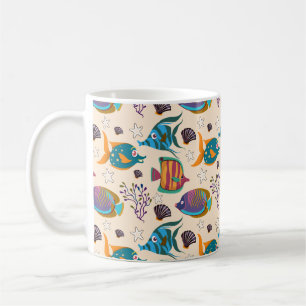 Aquatic animals pattern ocean underwater life 5 coffee mug
