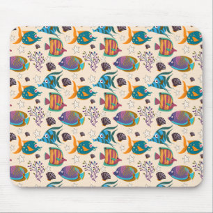 Aquatic animals pattern ocean underwater life 5 mouse mat