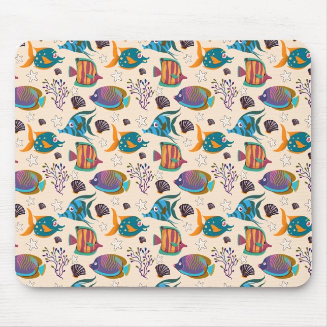 Aquatic animals pattern | ocean underwater life 5 mouse mat (Front)