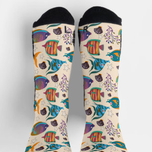 Aquatic animals pattern   ocean underwater life 5  socks