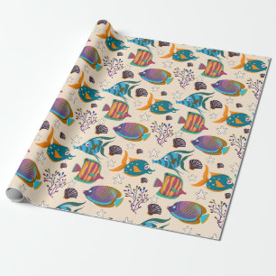 Aquatic animals pattern   ocean underwater life 5 wrapping paper
