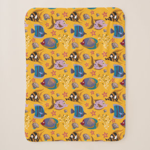 Aquatic animals pattern ocean underwater life 6 sherpa blanket