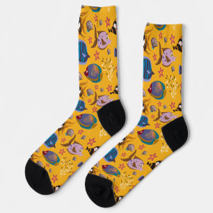 Aquatic animals pattern   ocean underwater life 6  socks