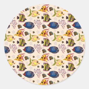 Aquatic animals pattern ocean underwater life 7 classic round sticker