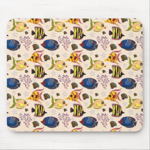 Aquatic animals pattern ocean underwater life 7 mouse mat