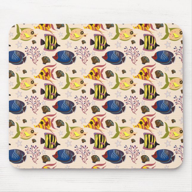 Aquatic animals pattern | ocean underwater life 7 mouse mat (Front)