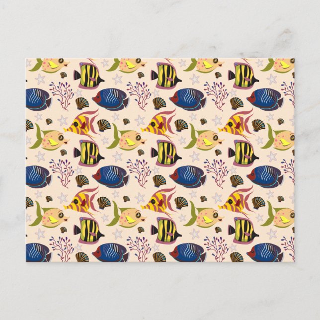 Aquatic animals pattern | ocean underwater life 7 postcard (Front)