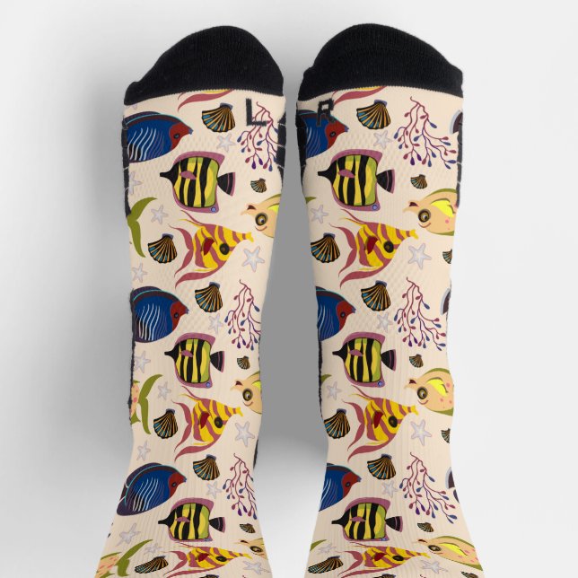 Aquatic animals pattern | ocean underwater life 7  socks (Top)