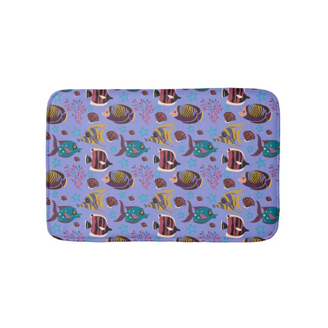 Aquatic animals pattern | ocean underwater life 8 bath mat (Front)