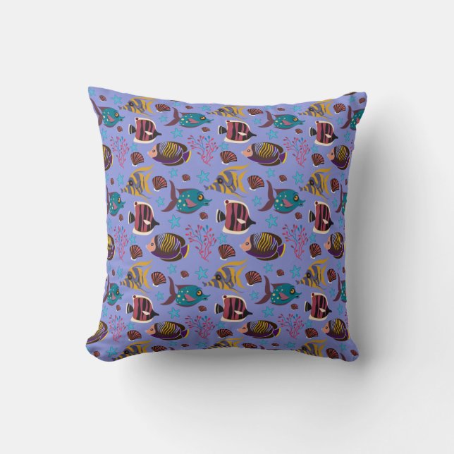 Aquatic animals pattern | ocean underwater life 8 cushion (Front)