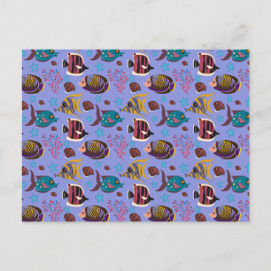 Aquatic animals pattern ocean underwater life 8 postcard