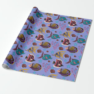 Aquatic animals pattern   ocean underwater life 8 wrapping paper