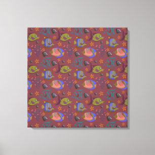 Aquatic animals pattern ocean underwater life 9 canvas print