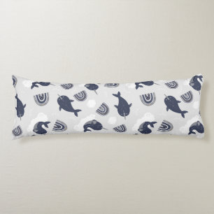 Aquatic Boho Narwhals Under The Sea Boys Room  Body Cushion