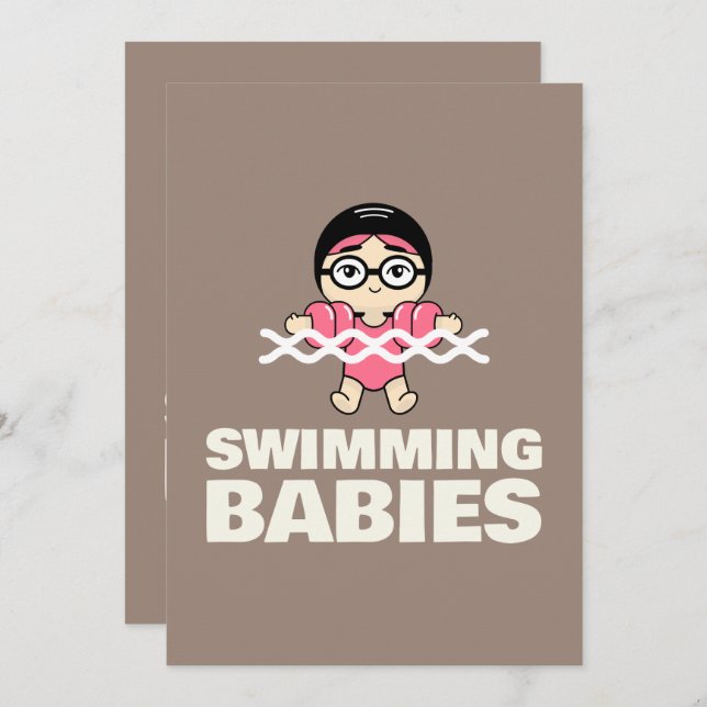 Aquatic Center Swimming Lesson Water Logo Art Invitation (Front/Back)