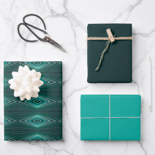 Aquatic Colors In Angled Watercolor Paint Stripes Wrapping Paper Sheet