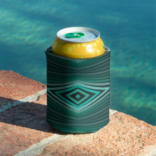 Aquatic Colours In Angled Watercolor Paint Stripes Can Cooler