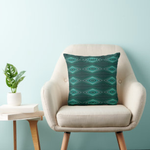 Aquatic Colours In Angled Watercolor Paint Stripes Cushion