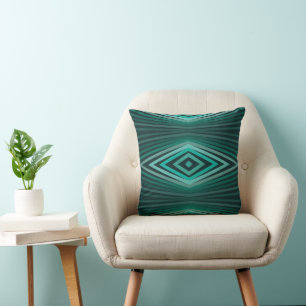 Aquatic Colours In Angled Watercolor Paint Stripes Cushion