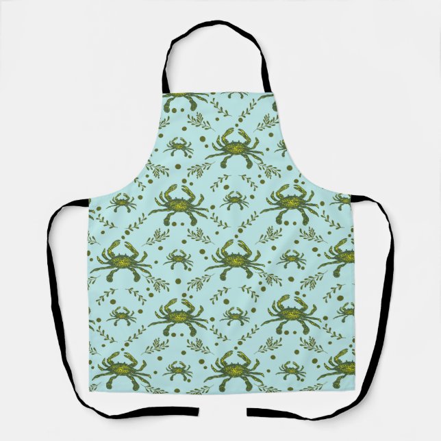 Aquatic Crabs Pattern Design Apron (Front)