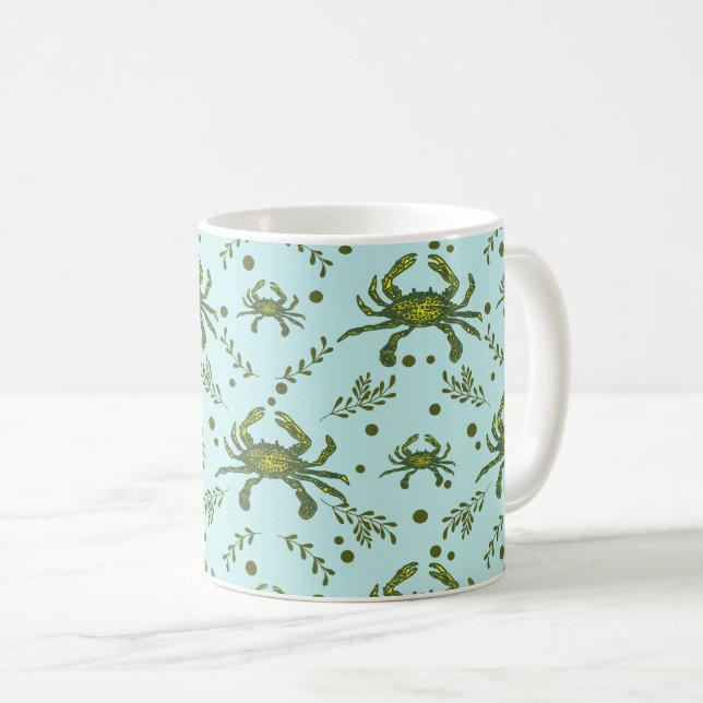 Aquatic Crabs Pattern Design Coffee Mug (Front Right)