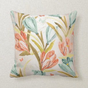 Aquatic Crocus Lila Peach Pastel Orchidea Flowers Cushion