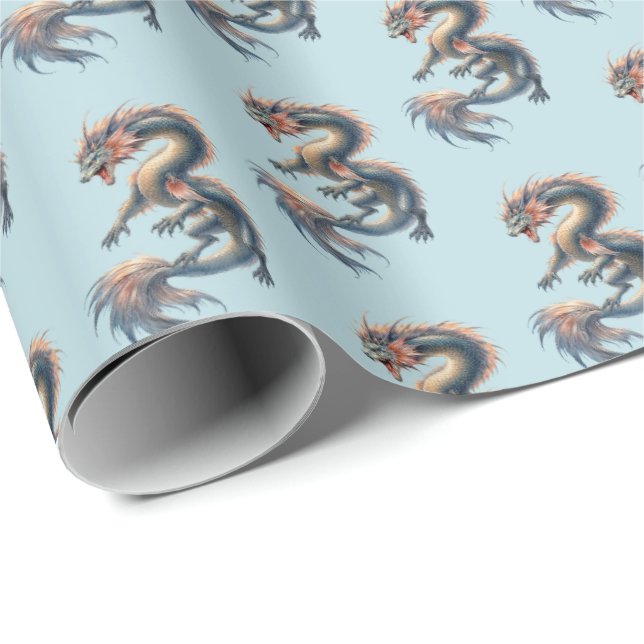 Aquatic Dragon Wrapping Paper (Roll Corner)