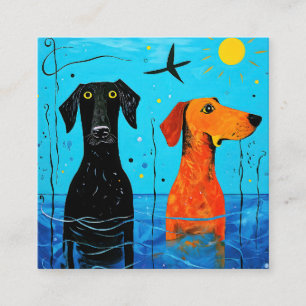 "Aquatic Duo of Joy" - Surreal Colourful Dogs Enclosure Card