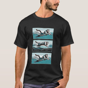 Aquatic Feline Strokes Cat Swimming Coach Swimmer T-Shirt