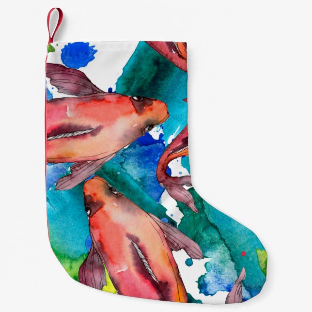 Aquatic fish set. Red sea and exotic fishes inside Small Christmas Stocking (Front)