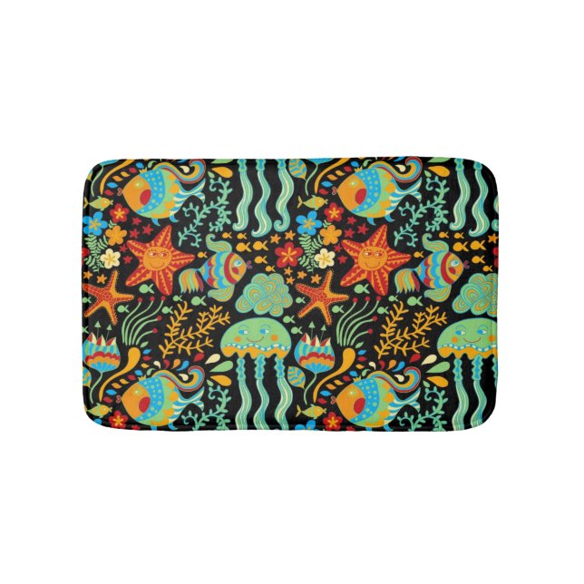 Aquatic Life Cartoon Style Bath Mat (Front)